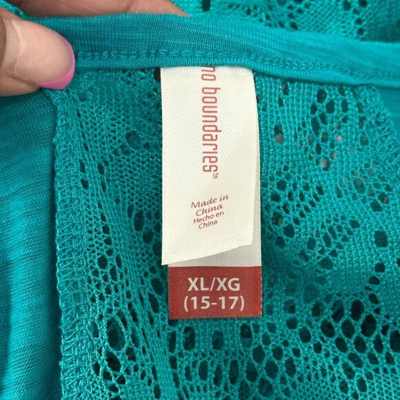 No Boundaries Womens Butterfly Lace Racerback Tank Top XL/XG 15-17 Teal Color - Picture 3 of 11